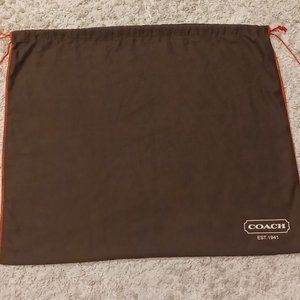 Brown w/Red Trim Coach Logo Drawstring Dust Bag Cover Storage 24 x 19 - Large